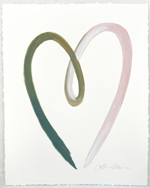 Caitlin Shirock painting of heart green and pink