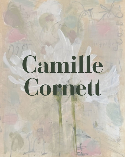 camille cornett painting with text overlay of name