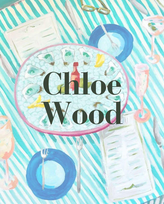 chloe wood painting of table scape 