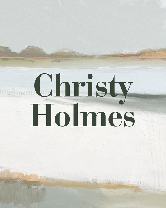 Christy Holmes painting with text overlay that reads Christy Holmes