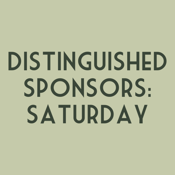Text 'Distinguished Sponsors: Saturday' on a green background