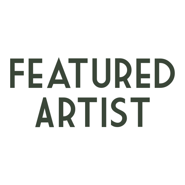 Text 'FEATURED ARTIST' in green on a white background