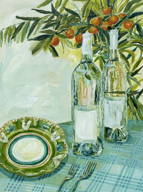 green and blue tablescape by Maddie Maierhofer