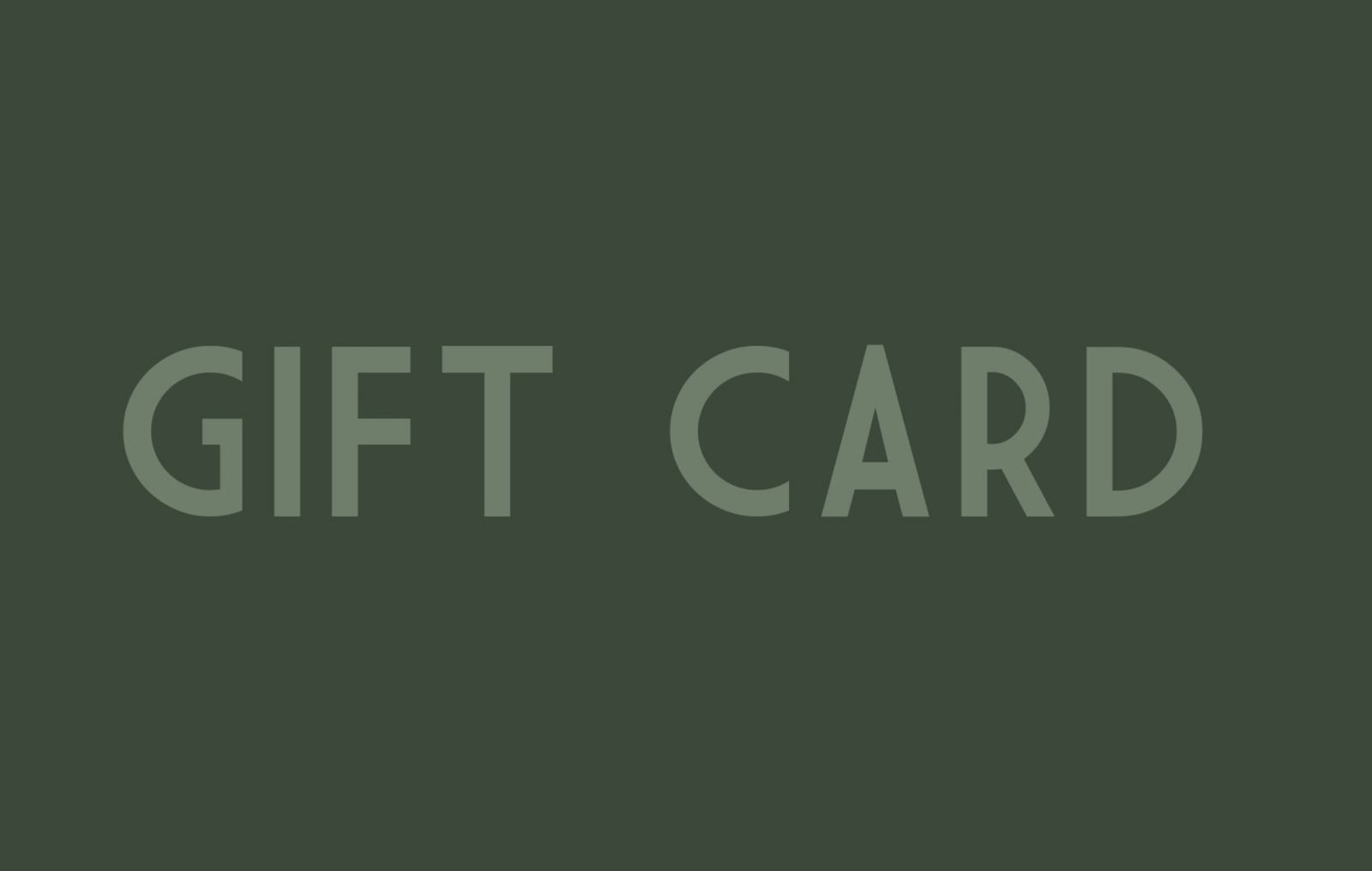 A green gift card labeled 'GIFT CARD' in white text.