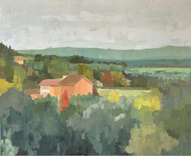landscape with house in midground by caroline gray